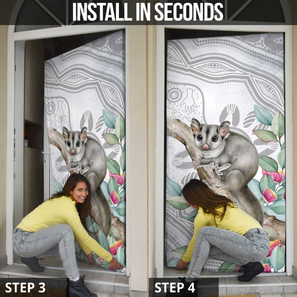 Australia Opossum Door Cover Aboriginal Art Gumtree Blossoms Grunge - Aussie Hoodie
