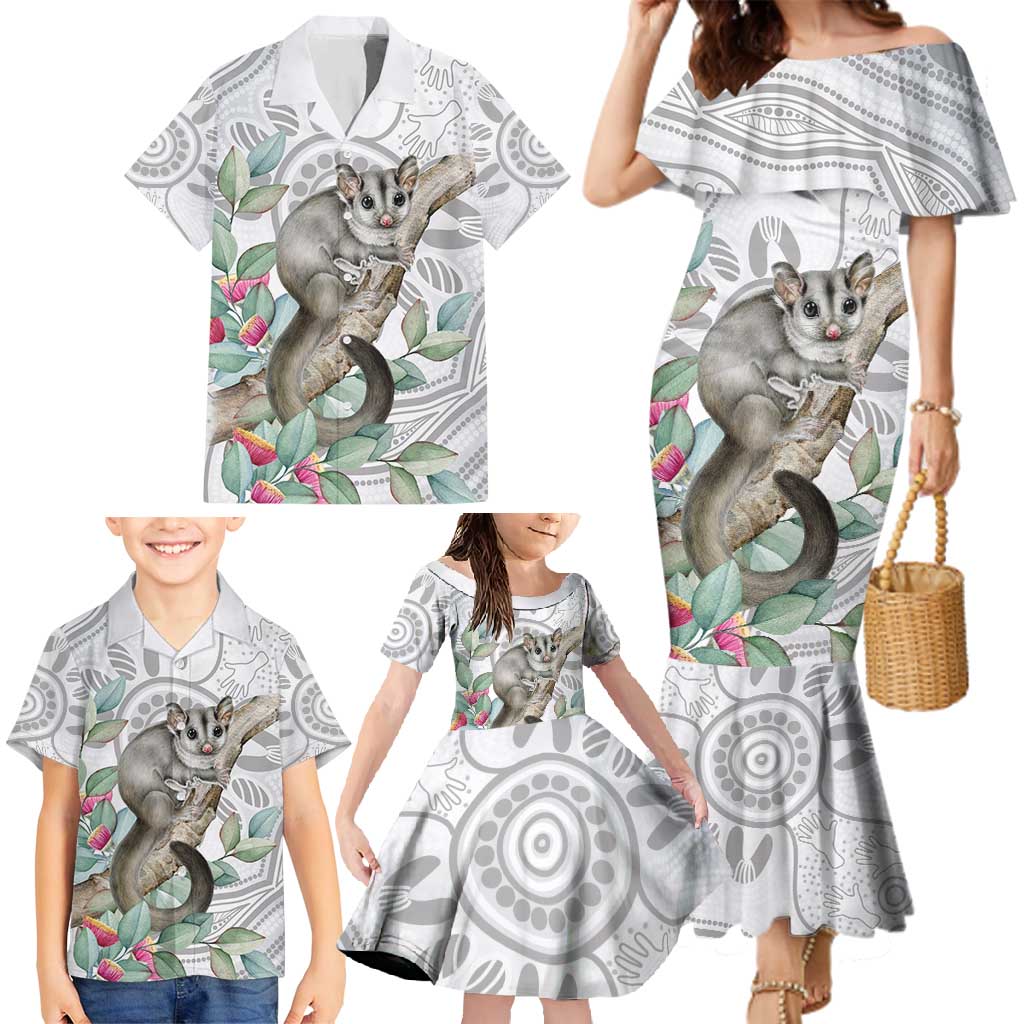 Australia Opossum Family Matching Mermaid Dress and Hawaiian Shirt Aboriginal Art Gumtree Blossoms Grunge - Aussie Hoodie
