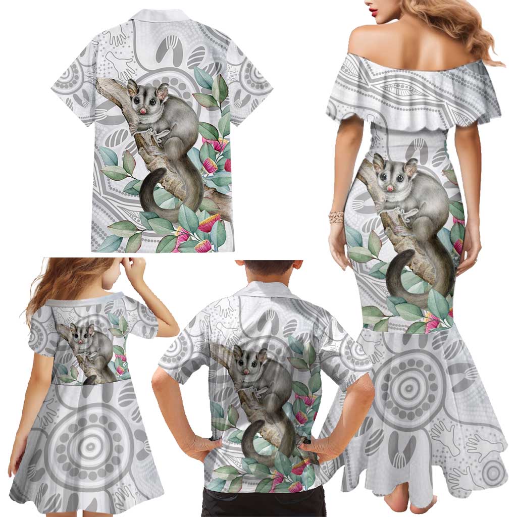 Australia Opossum Family Matching Mermaid Dress and Hawaiian Shirt Aboriginal Art Gumtree Blossoms Grunge - Aussie Hoodie