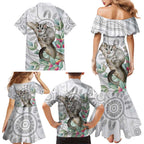 Australia Opossum Family Matching Mermaid Dress and Hawaiian Shirt Aboriginal Art Gumtree Blossoms Grunge - Aussie Hoodie