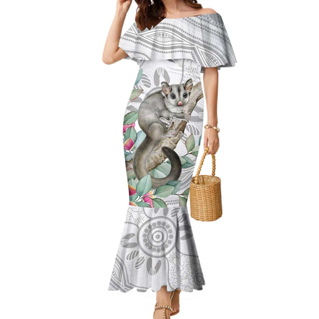 Australia Opossum Family Matching Mermaid Dress and Hawaiian Shirt Aboriginal Art Gumtree Blossoms Grunge - Aussie Hoodie