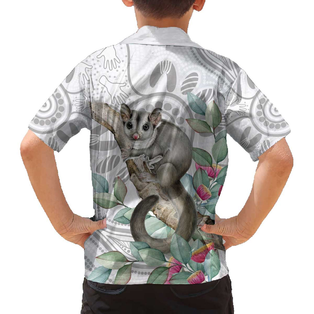 Australia Opossum Family Matching Off The Shoulder Long Sleeve Dress and Hawaiian Shirt Aboriginal Art Gumtree Blossoms Grunge - Aussie Hoodie