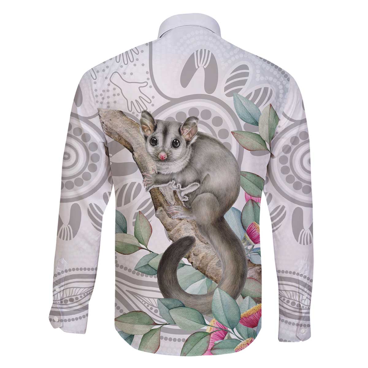 Australia Opossum Family Matching Off The Shoulder Long Sleeve Dress and Hawaiian Shirt Aboriginal Art Gumtree Blossoms Grunge - Aussie Hoodie