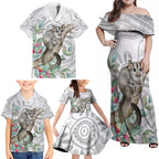 Australia Opossum Family Matching Off Shoulder Maxi Dress and Hawaiian Shirt Aboriginal Art Gumtree Blossoms Grunge - Aussie Hoodie
