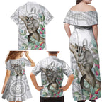 Australia Opossum Family Matching Off Shoulder Maxi Dress and Hawaiian Shirt Aboriginal Art Gumtree Blossoms Grunge - Aussie Hoodie