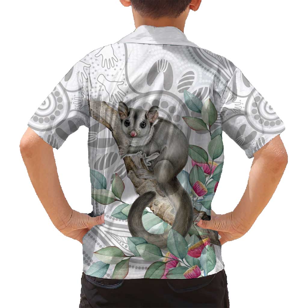 Australia Opossum Family Matching Off Shoulder Short Dress and Hawaiian Shirt Aboriginal Art Gumtree Blossoms Grunge - Aussie Hoodie
