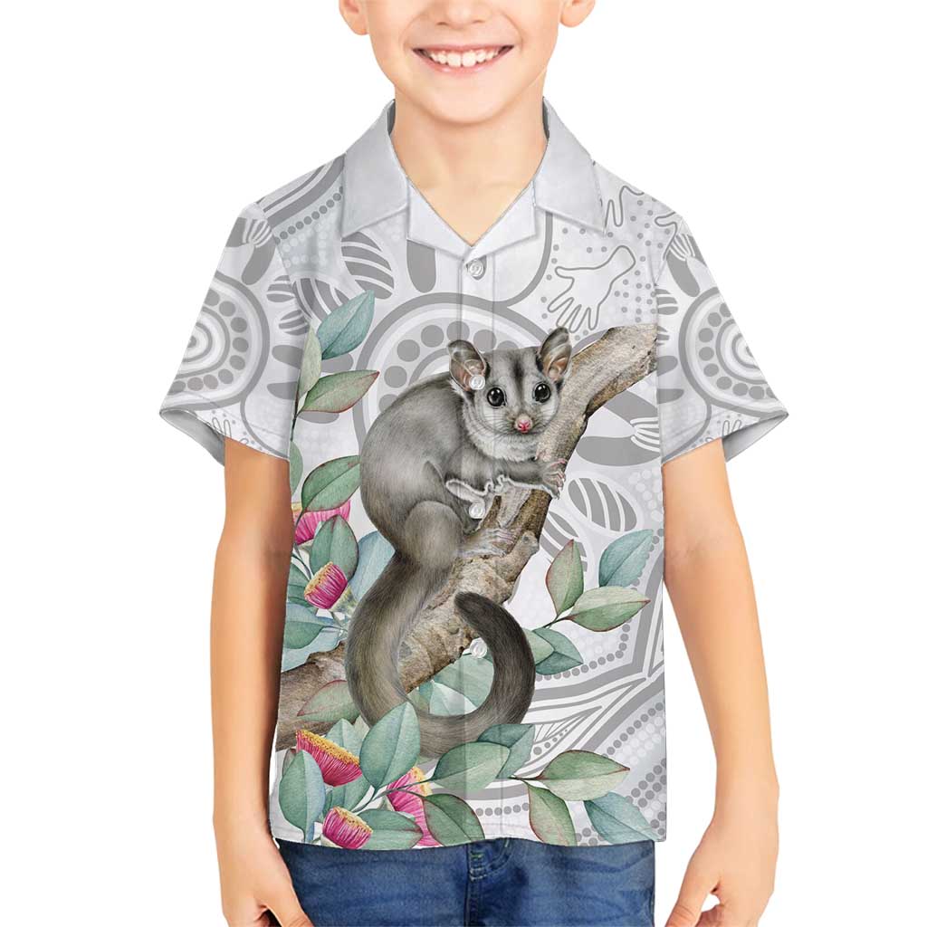 Australia Opossum Family Matching Off Shoulder Short Dress and Hawaiian Shirt Aboriginal Art Gumtree Blossoms Grunge - Aussie Hoodie