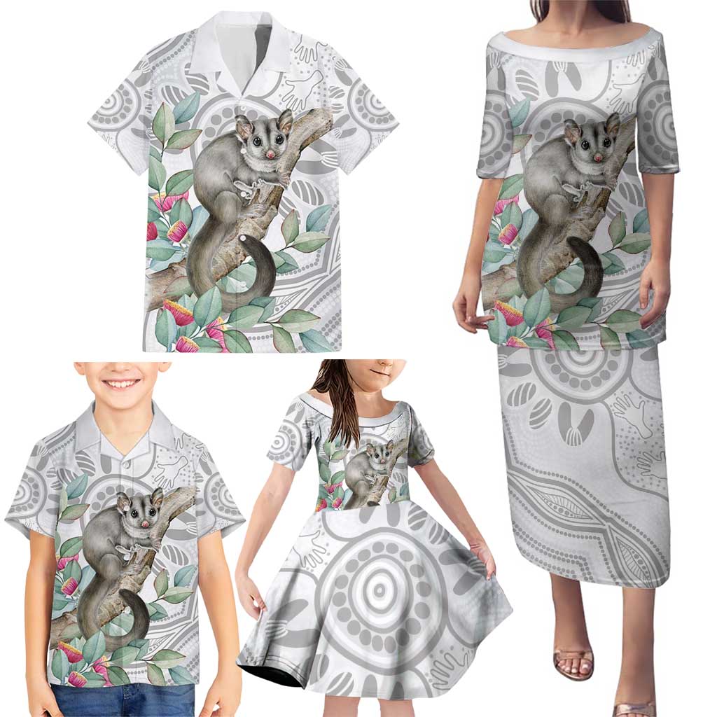 Australia Opossum Family Matching Puletasi and Hawaiian Shirt Aboriginal Art Gumtree Blossoms Grunge - Aussie Hoodie