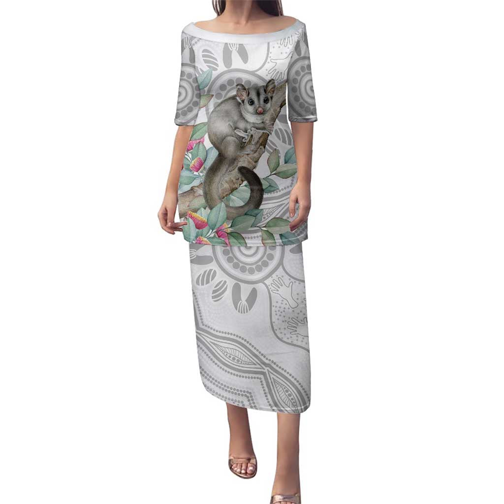 Australia Opossum Family Matching Puletasi and Hawaiian Shirt Aboriginal Art Gumtree Blossoms Grunge - Aussie Hoodie