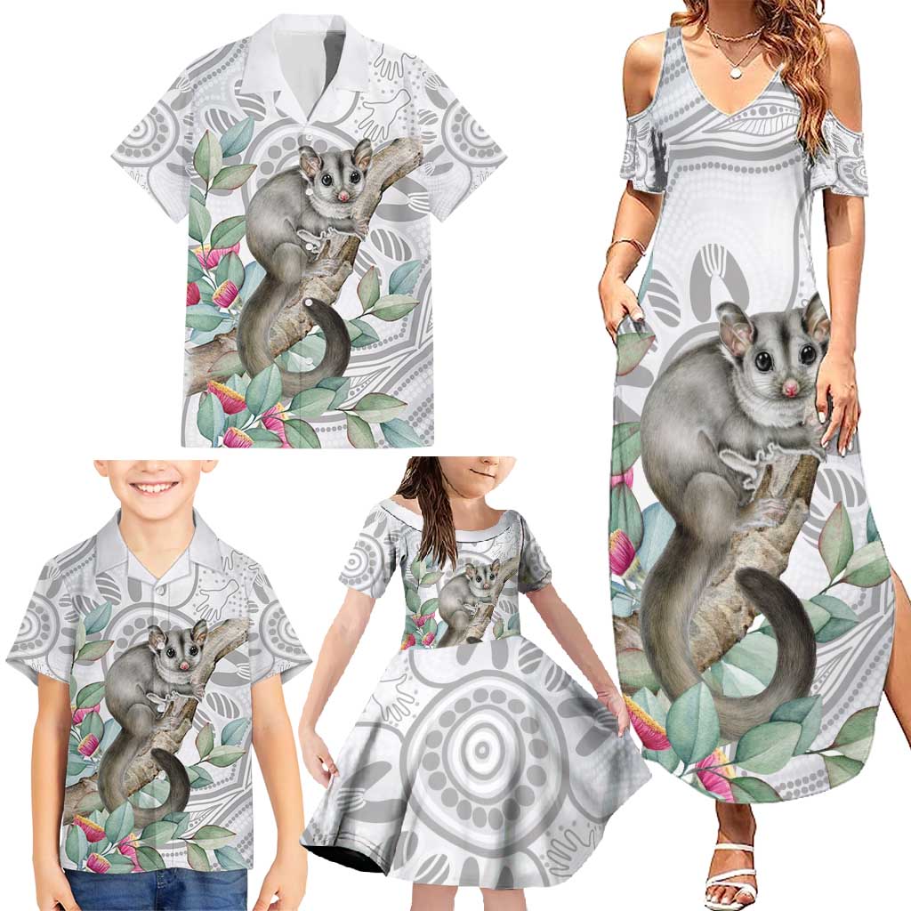 Australia Opossum Family Matching Summer Maxi Dress and Hawaiian Shirt Aboriginal Art Gumtree Blossoms Grunge - Aussie Hoodie