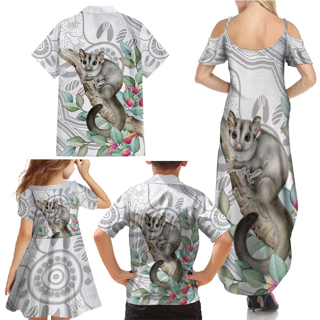 Australia Opossum Family Matching Summer Maxi Dress and Hawaiian Shirt Aboriginal Art Gumtree Blossoms Grunge - Aussie Hoodie