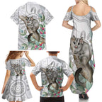 Australia Opossum Family Matching Summer Maxi Dress and Hawaiian Shirt Aboriginal Art Gumtree Blossoms Grunge - Aussie Hoodie