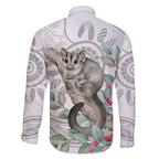 Australia Opossum Family Matching Summer Maxi Dress and Hawaiian Shirt Aboriginal Art Gumtree Blossoms Grunge - Aussie Hoodie