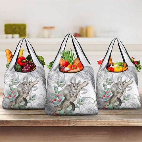 Australia Opossum Grocery Bag Aboriginal Art Gumtree Blossoms Grunge - Aussie Hoodie