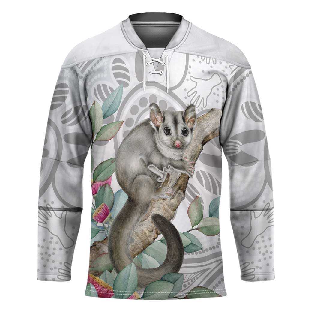 Australia Opossum Hockey Jersey Aboriginal Art Gumtree Blossoms Grunge - Aussie Hoodie
