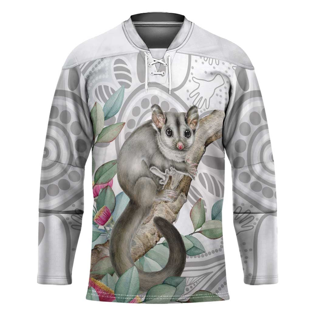 Australia Opossum Hockey Jersey Aboriginal Art Gumtree Blossoms Grunge - Aussie Hoodie