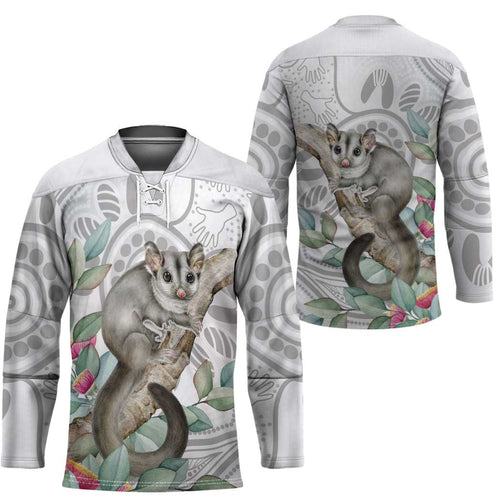 Australia Opossum Hockey Jersey Aboriginal Art Gumtree Blossoms Grunge - Aussie Hoodie