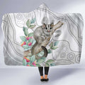 Australia Opossum Hooded Blanket Aboriginal Art Gumtree Blossoms Grunge - Aussie Hoodie