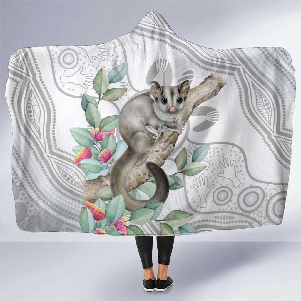 Australia Opossum Hooded Blanket Aboriginal Art Gumtree Blossoms Grunge - Aussie Hoodie