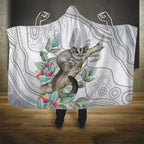 Australia Opossum Hooded Blanket Aboriginal Art Gumtree Blossoms Grunge - Aussie Hoodie