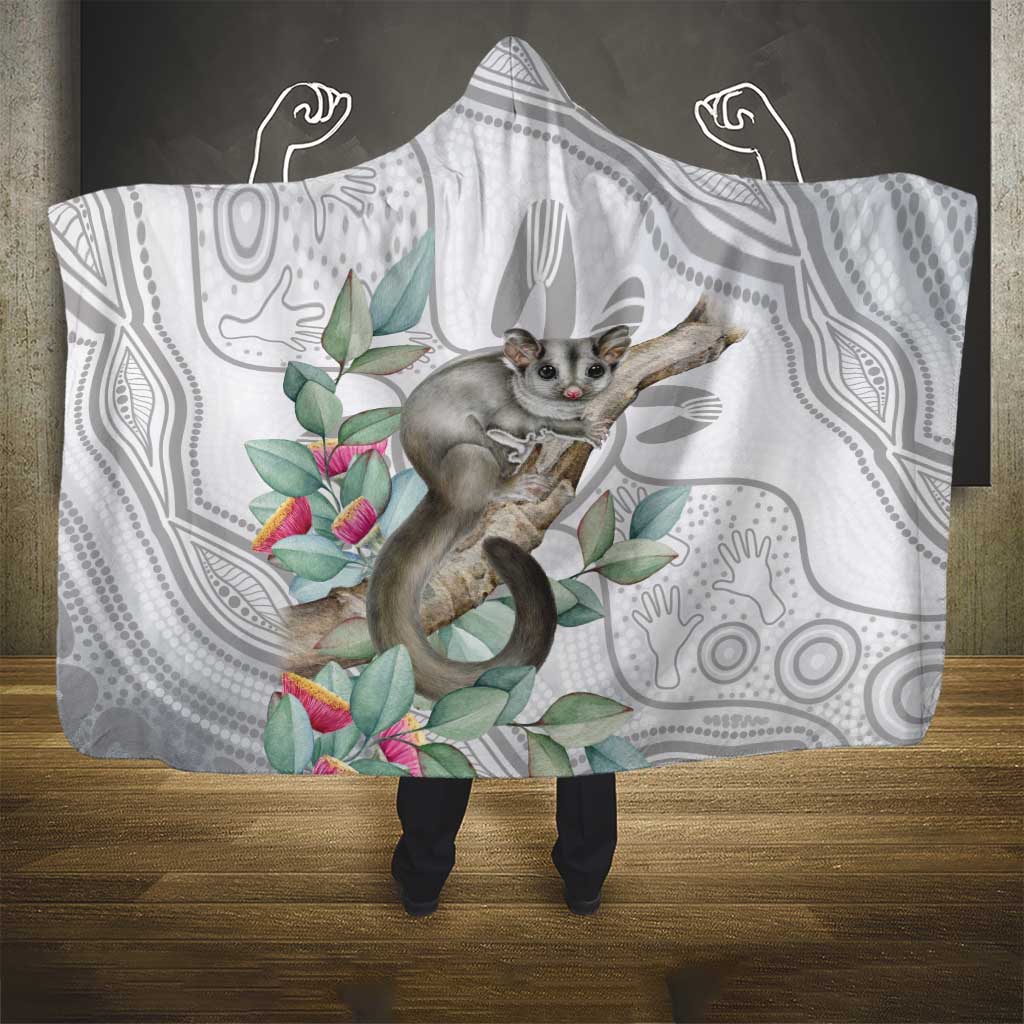 Australia Opossum Hooded Blanket Aboriginal Art Gumtree Blossoms Grunge - Aussie Hoodie