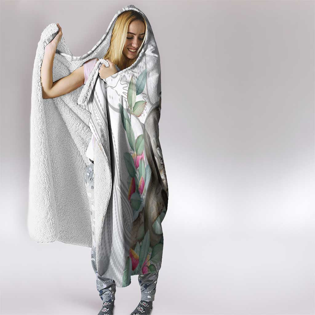 Australia Opossum Hooded Blanket Aboriginal Art Gumtree Blossoms Grunge - Aussie Hoodie