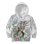 Australia Opossum Kid Hoodie Aboriginal Art Gumtree Blossoms Grunge - Aussie Hoodie