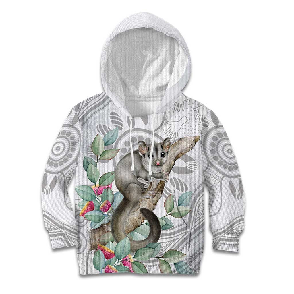 Australia Opossum Kid Hoodie Aboriginal Art Gumtree Blossoms Grunge - Aussie Hoodie
