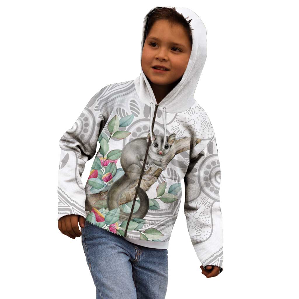 Australia Opossum Kid Hoodie Aboriginal Art Gumtree Blossoms Grunge - Aussie Hoodie