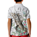 Australia Opossum Kid Polo Shirt Aboriginal Art Gumtree Blossoms Grunge - Aussie Hoodie
