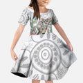Australia Opossum Kid Short Sleeve Dress Aboriginal Art Gumtree Blossoms Grunge - Aussie Hoodie