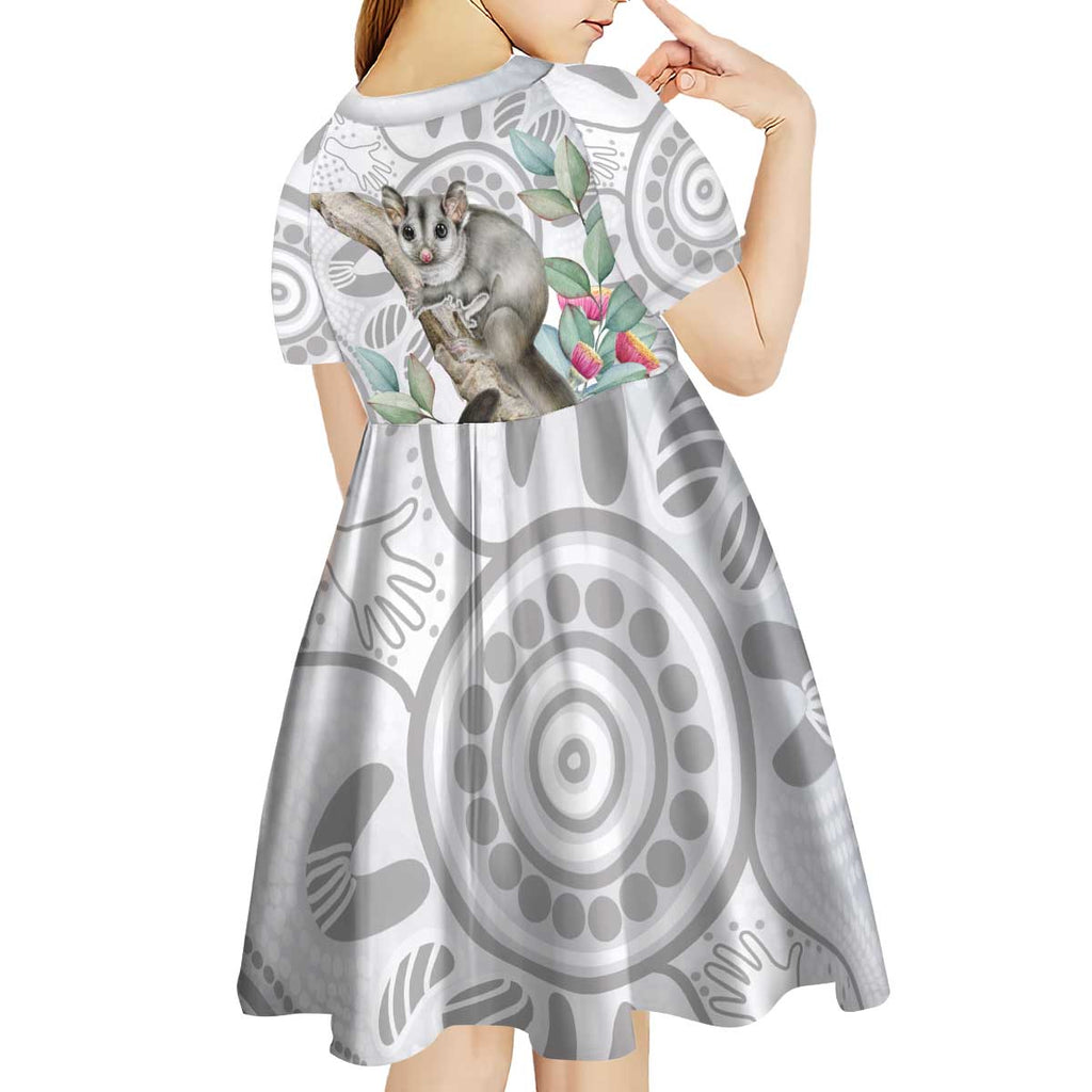 Australia Opossum Kid Short Sleeve Dress Aboriginal Art Gumtree Blossoms Grunge - Aussie Hoodie