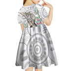 Australia Opossum Kid Short Sleeve Dress Aboriginal Art Gumtree Blossoms Grunge - Aussie Hoodie