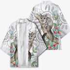 Australia Opossum Kimono Aboriginal Art Gumtree Blossoms Grunge - Aussie Hoodie