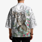 Australia Opossum Kimono Aboriginal Art Gumtree Blossoms Grunge - Aussie Hoodie