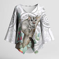 Australia Opossum Kimono Sleeve Blouse Aboriginal Art Gumtree Blossoms Grunge - Aussie Hoodie