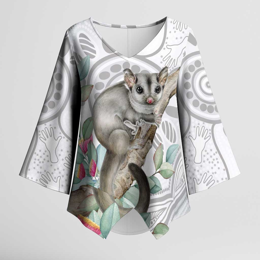 Australia Opossum Kimono Sleeve Blouse Aboriginal Art Gumtree Blossoms Grunge - Aussie Hoodie
