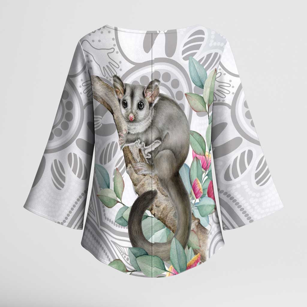 Australia Opossum Kimono Sleeve Blouse Aboriginal Art Gumtree Blossoms Grunge - Aussie Hoodie