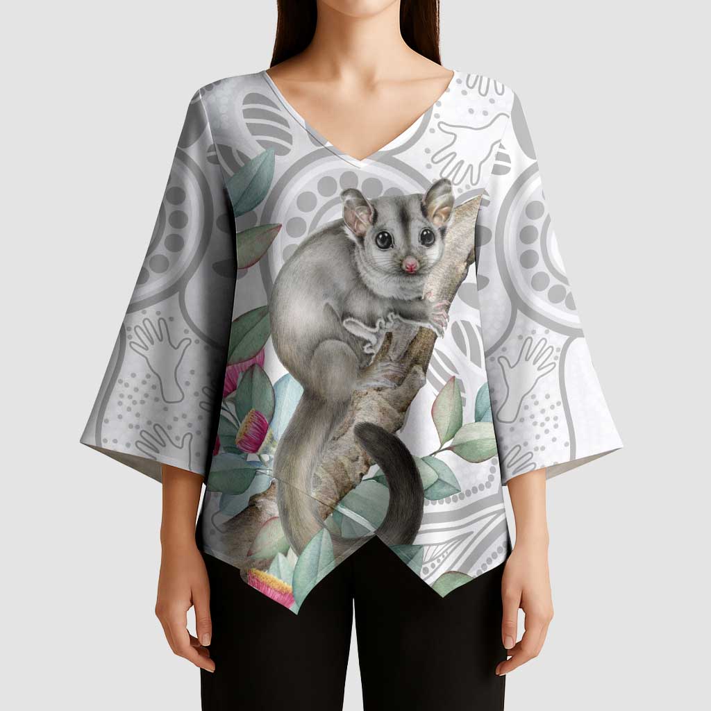 Australia Opossum Kimono Sleeve Blouse Aboriginal Art Gumtree Blossoms Grunge - Aussie Hoodie