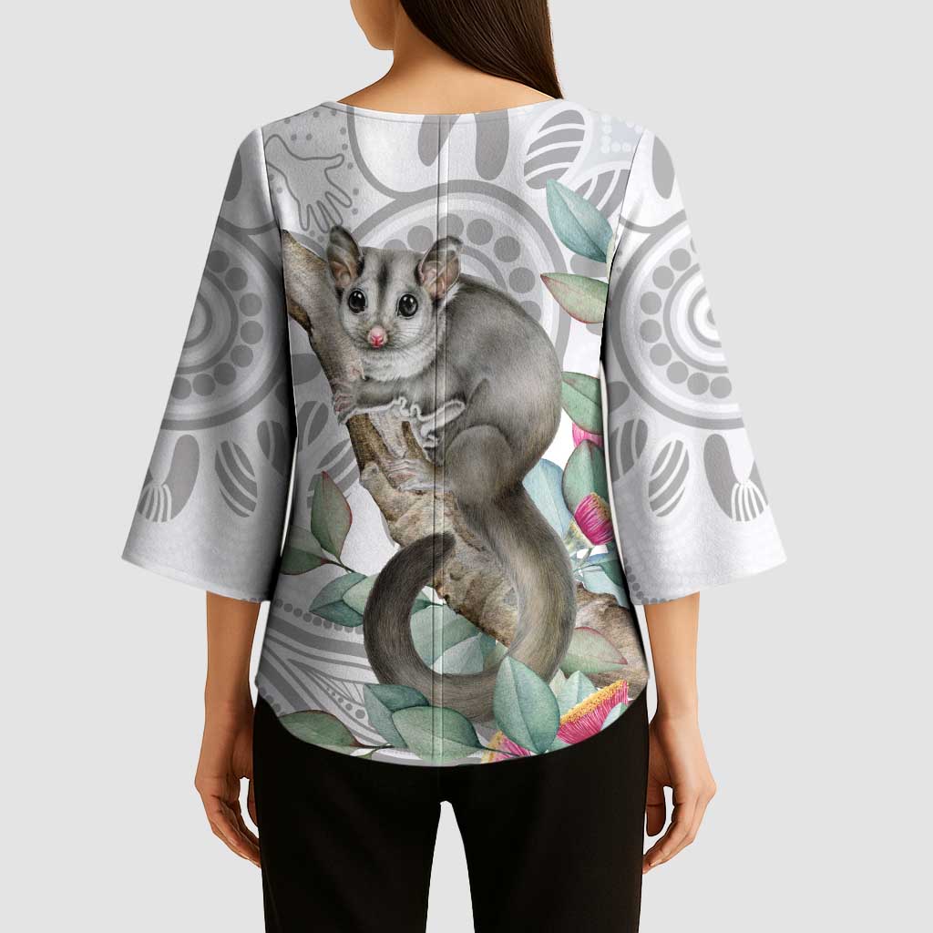 Australia Opossum Kimono Sleeve Blouse Aboriginal Art Gumtree Blossoms Grunge - Aussie Hoodie