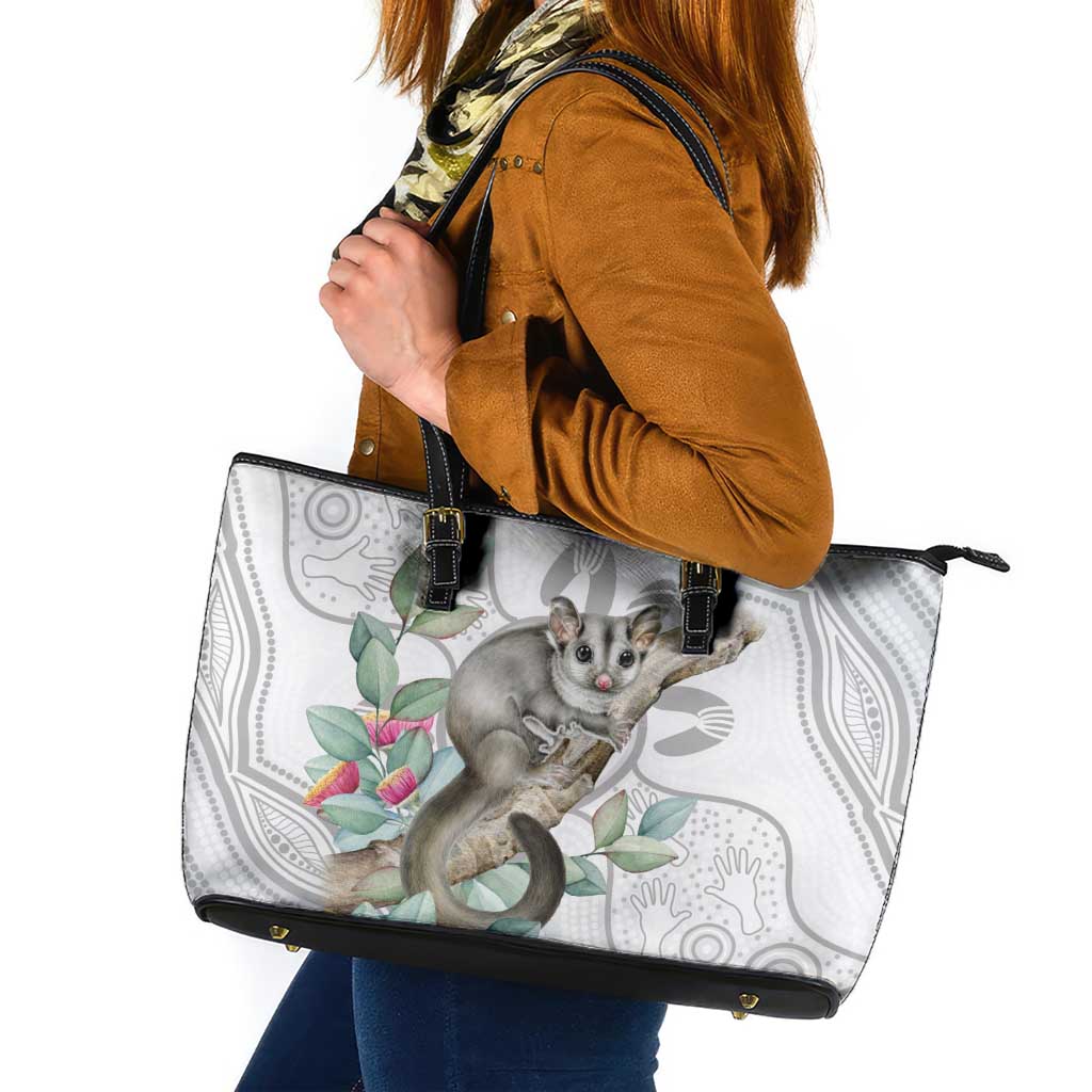 Australia Opossum Leather Tote Bag Aboriginal Art Gumtree Blossoms Grunge - Aussie Hoodie