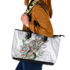Australia Opossum Leather Tote Bag Aboriginal Art Gumtree Blossoms Grunge - Aussie Hoodie
