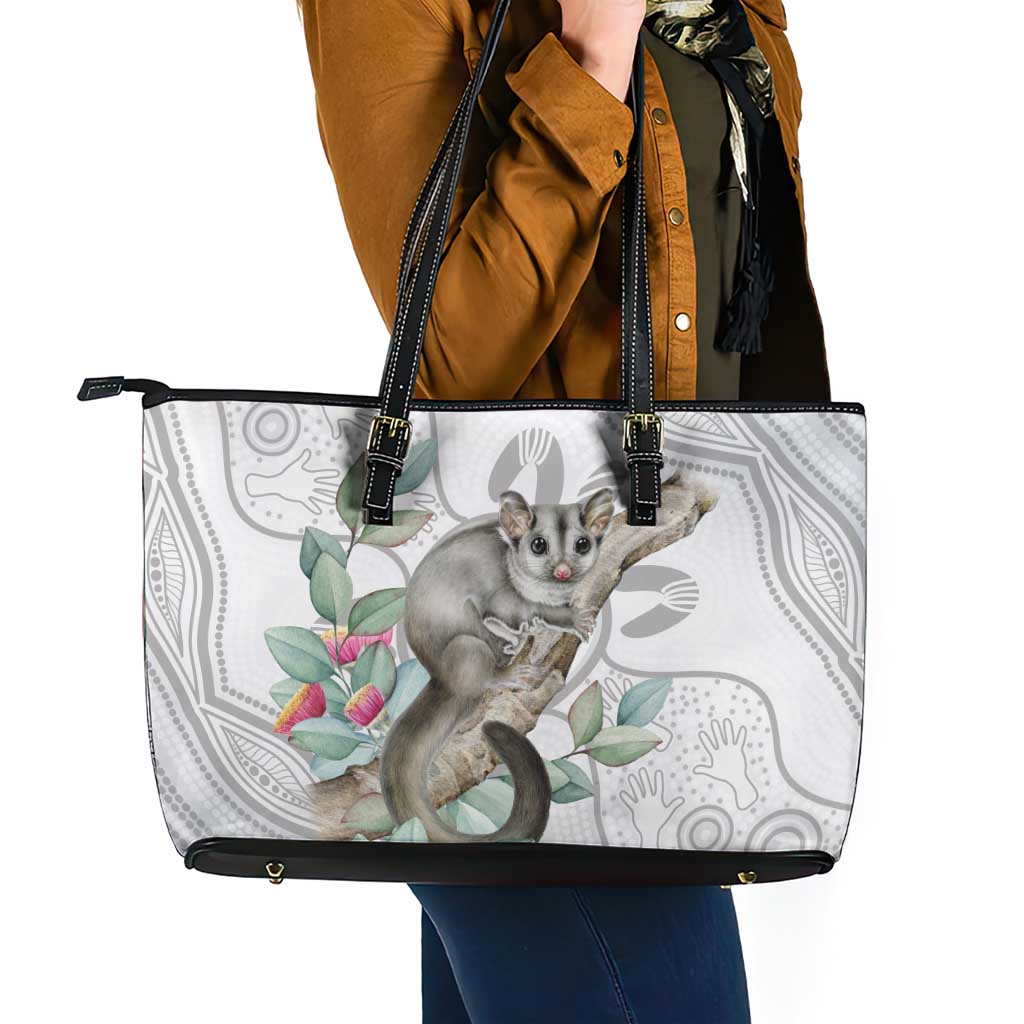 Australia Opossum Leather Tote Bag Aboriginal Art Gumtree Blossoms Grunge - Aussie Hoodie