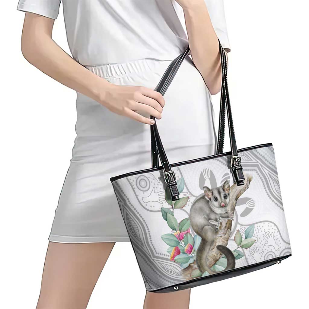 Australia Opossum Leather Tote Bag Aboriginal Art Gumtree Blossoms Grunge - Aussie Hoodie