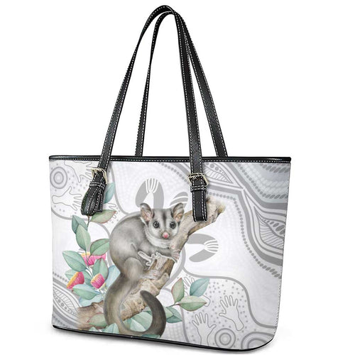 Australia Opossum Leather Tote Bag Aboriginal Art Gumtree Blossoms Grunge - Aussie Hoodie