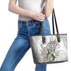 Australia Opossum Leather Tote Bag Aboriginal Art Gumtree Blossoms Grunge - Aussie Hoodie