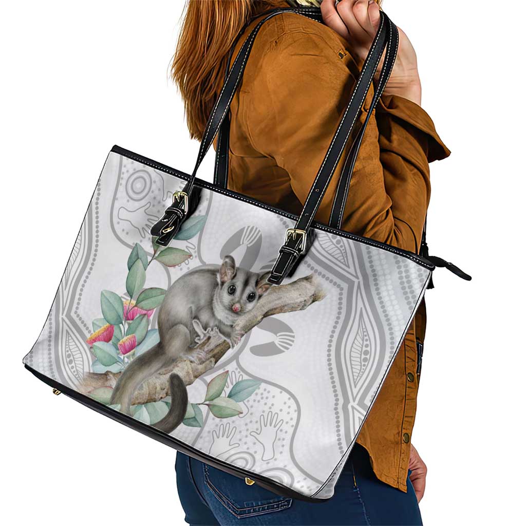 Australia Opossum Leather Tote Bag Aboriginal Art Gumtree Blossoms Grunge - Aussie Hoodie