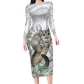 Australia Opossum Long Sleeve Bodycon Dress Aboriginal Art Gumtree Blossoms Grunge - Aussie Hoodie