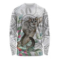 Australia Opossum Long Sleeve Shirt Aboriginal Art Gumtree Blossoms Grunge - Aussie Hoodie