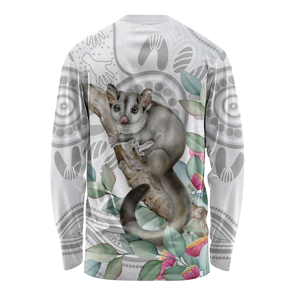 Australia Opossum Long Sleeve Shirt Aboriginal Art Gumtree Blossoms Grunge - Aussie Hoodie